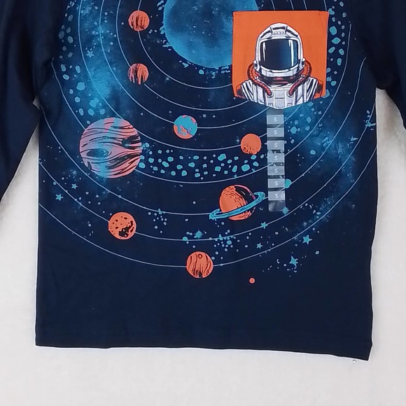 Carter's Long Sleeve Cotton Graphic Tee Size 5 in Blue w/ Space Theme - Picture 4 of 11